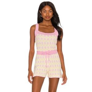 Free People Intimately Dream Diamonds Romper “Pink Combo” Size Medium